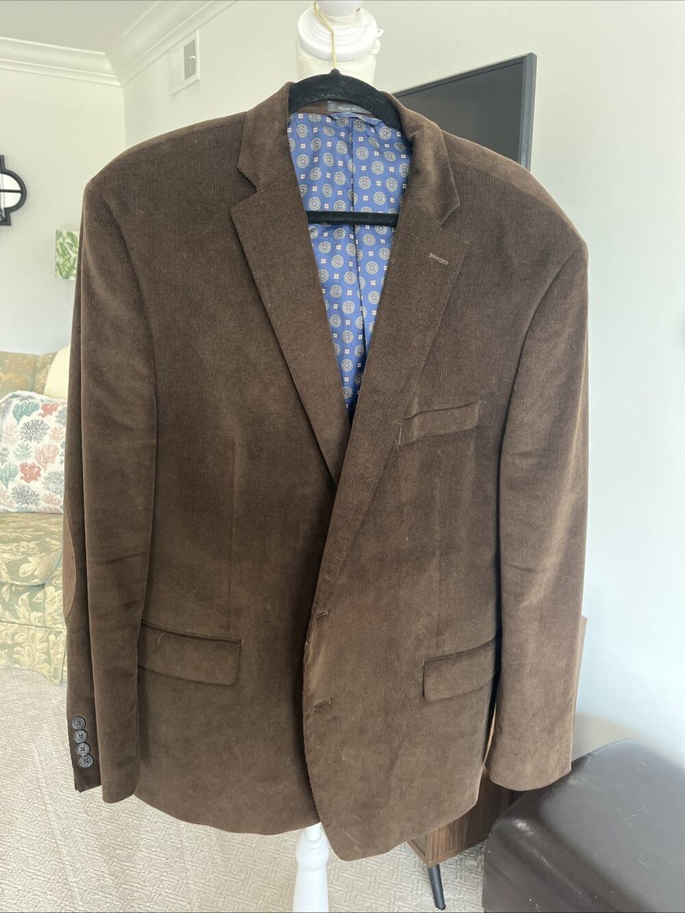 Lauren Ralph Lauren Corduroy Blazer Mens Brown Elbow Patch Professor Preppy 48R